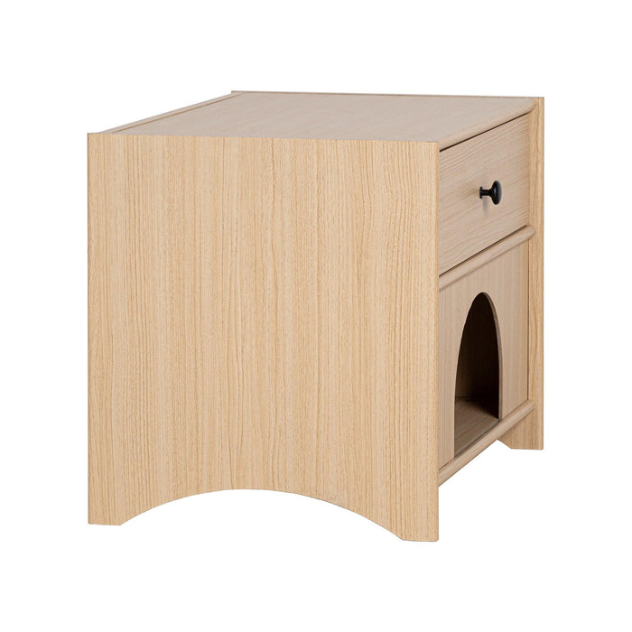 Travis Modern Natural 22-inch Side Table with Pet-Friendly Nook - Sweatfully
