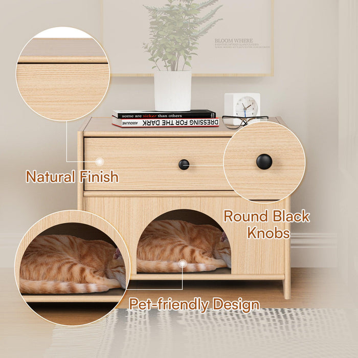 Travis Modern Natural 22-inch Side Table with Pet-Friendly Nook - Sweatfully