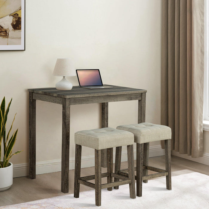 1 Traditional Breakfast Dining Table Set with 2 Stools for Apartment - Sweatfully