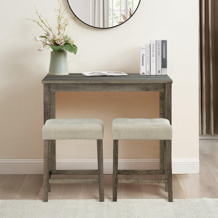1 Traditional Breakfast Dining Table Set with 2 Stools for Apartment - Sweatfully