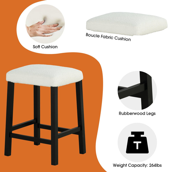 36" Modern Dining Table Set with 2 Stool, High Gloss Table Top, USB-A & USB-C Charging Ports - Sweatfully