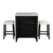 36" Modern Dining Table Set with 2 Stool, High Gloss Table Top, USB-A & USB-C Charging Ports - Sweatfully