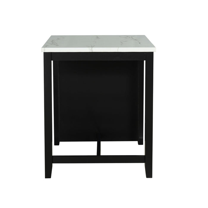 36" Modern Dining Table Set with 2 Stool, High Gloss Table Top, USB-A & USB-C Charging Ports - Sweatfully