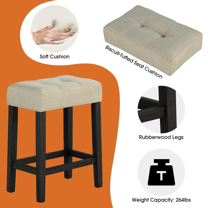 48" Modern Breakfast 1 Dining Table Set with 2 Stools for Apartment, Travertine Table Top - Sweatfully