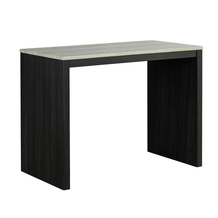 48" Modern Breakfast 1 Dining Table Set with 2 Stools for Apartment, Travertine Table Top - Sweatfully