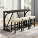 59" Rustic Dining&Bar Table Set with 3 Stools for Apartment, USB-A & USB-C Charging Ports - Sweatfully