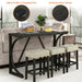 59" Rustic Dining&Bar Table Set with 3 Stools for Apartment, USB-A & USB-C Charging Ports - Sweatfully