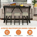 59" Rustic Dining&Bar Table Set with 3 Stools for Apartment, USB-A & USB-C Charging Ports - Sweatfully