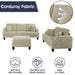 Beige 3 Piece Set Comfy Sofa Couch 3-Seater & Loveseat Sofa with Storage Ottoman with USB - Sweatfully