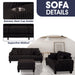 Black 3 Piece Set Comfy Sofa Couch 3-Seater & Loveseat Sofa with Storage Ottoman for Living Room with USB, Side Pockets, Pillows included - Sweatfully