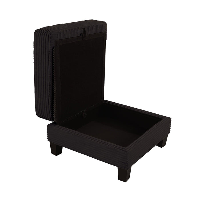 Black 3 Piece Set Comfy Sofa Couch 3-Seater & Loveseat Sofa with Storage Ottoman for Living Room with USB, Side Pockets, Pillows included - Sweatfully