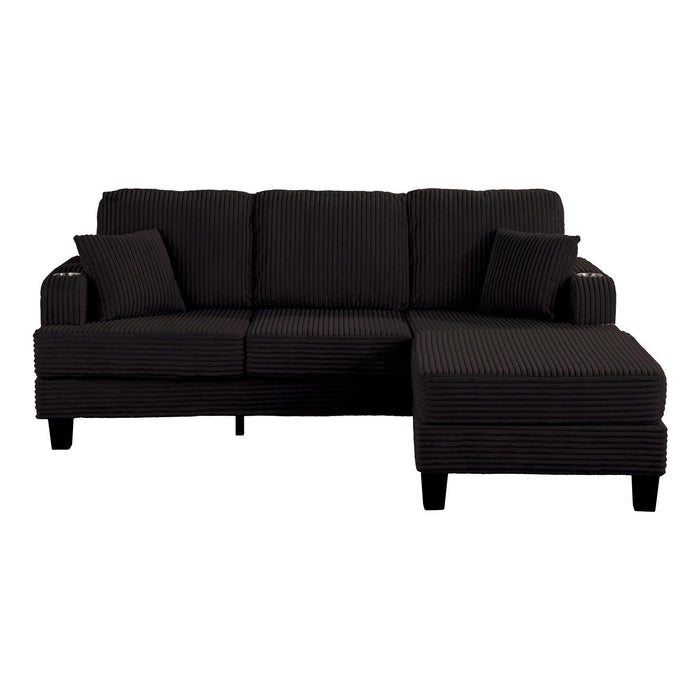 Black 3 Piece Set Comfy Sofa Couch 3-Seater & Loveseat Sofa with Storage Ottoman for Living Room with USB, Side Pockets, Pillows included - Sweatfully