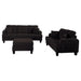 Black 3 Piece Set Comfy Sofa Couch 3-Seater & Loveseat Sofa with Storage Ottoman for Living Room with USB, Side Pockets, Pillows included - Sweatfully