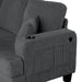 Dark Gray 3 Piece Set Comfy Sofa Couch 3-Seater & Loveseat Sofa with Storage Ottoman for Living Room with USB, Side Pockets, Pillows included - Sweatfully