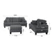 Dark Gray 3 Piece Set Comfy Sofa Couch 3-Seater & Loveseat Sofa with Storage Ottoman for Living Room with USB, Side Pockets, Pillows included - Sweatfully