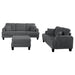 Dark Gray 3 Piece Set Comfy Sofa Couch 3-Seater & Loveseat Sofa with Storage Ottoman for Living Room with USB, Side Pockets, Pillows included - Sweatfully