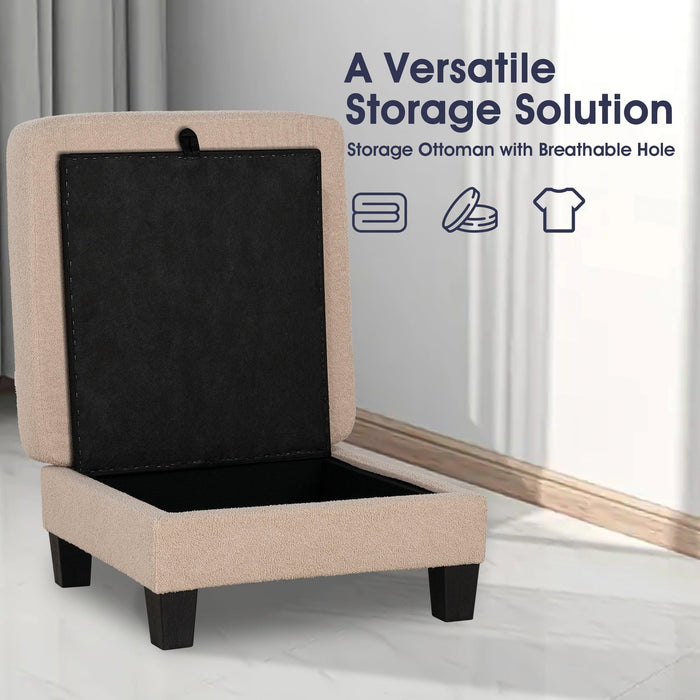 Beige 3-Piece Sofa Set with Storage Ottoman & USB Charging - Sweatfully
