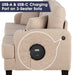 Beige 3-Piece Sofa Set with Storage Ottoman & USB Charging - Sweatfully