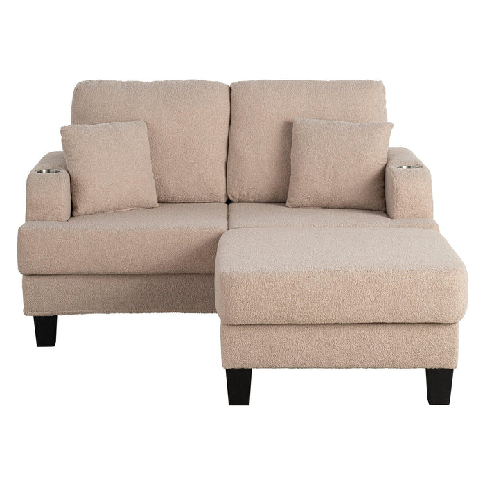 Beige 3-Piece Sofa Set with Storage Ottoman & USB Charging - Sweatfully