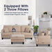 Beige 3-Piece Sofa Set with Storage Ottoman & USB Charging - Sweatfully