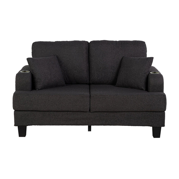 Dark Gray 3-Piece Sofa Set with Storage Ottoman & USB Charging - Sweatfully