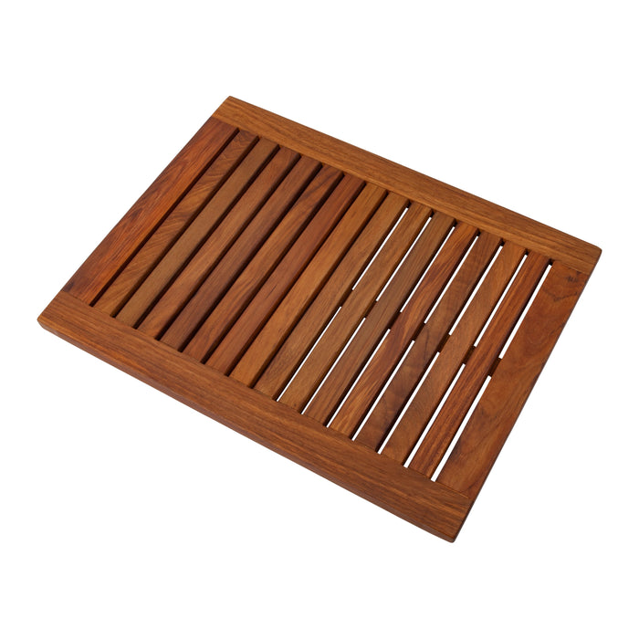 Juno Oiled Teak Shower and Bath Mat with Frame 23.6″ x 17.7″ - Sweatfully
