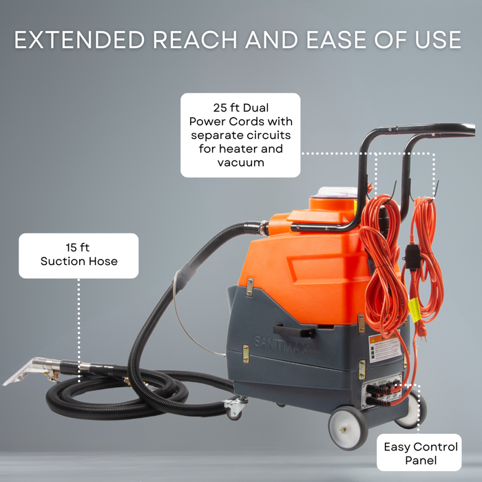 SM18H Heated Carpet and Upholstery Cleaning Machine - Dual-Tank Professional Carpet Extractor - Sweatfully