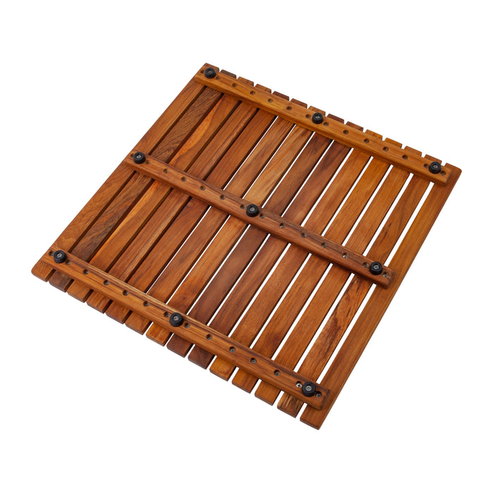 Redfish Oiled Teak Shower and Bath Mat 19.6″ x 19.6″ - Sweatfully