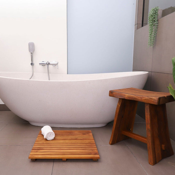 Redfish Oiled Teak Shower and Bath Mat 19.6″ x 19.6″ - Sweatfully