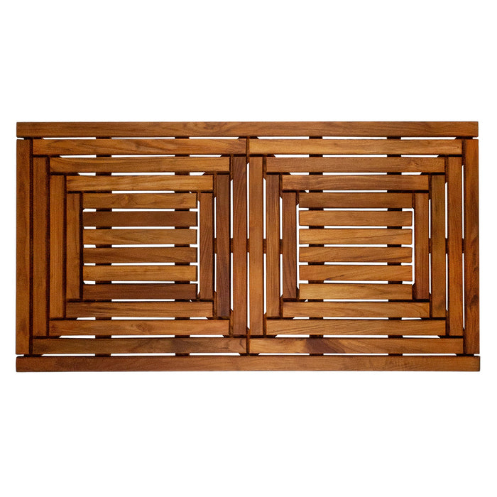Denver Oiled Double Framed Teak Shower and Bath Mat 39" x 19" - Sweatfully