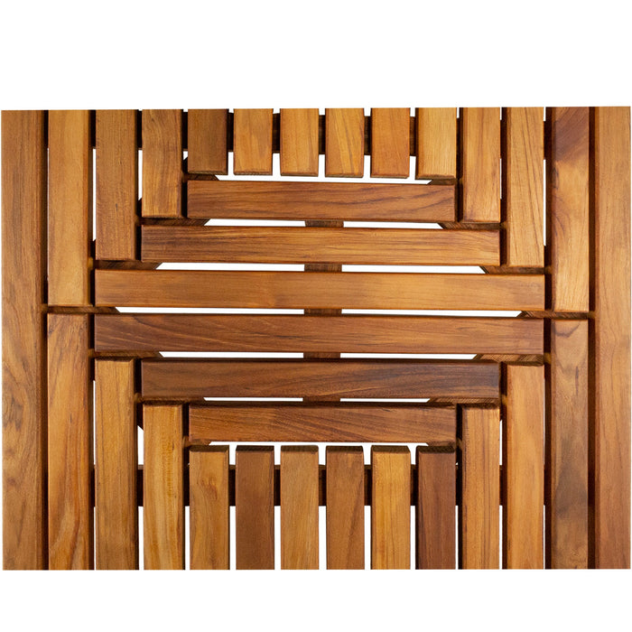 Denver Oiled Double Framed Teak Shower and Bath Mat 39" x 19" - Sweatfully