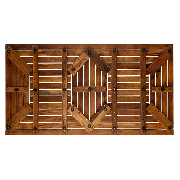 Denver Oiled Double Framed Teak Shower and Bath Mat 39" x 19" - Sweatfully