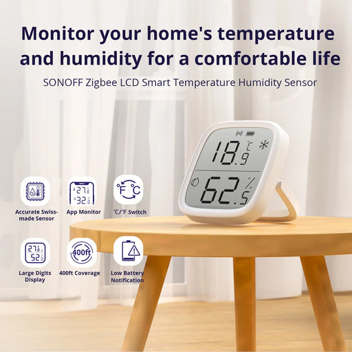 SONOFF Zigbee LCD Display Smart Temperature Humidity Sensor - Sweatfully