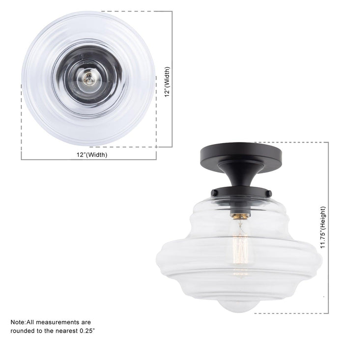 Solaria 1-Light Dark Brown Farmhouse Semi Flush Mount Ceiling Light - Sweatfully