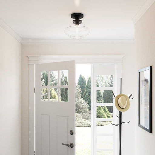 Solaria 1-Light Dark Brown Farmhouse Semi Flush Mount Ceiling Light - Sweatfully