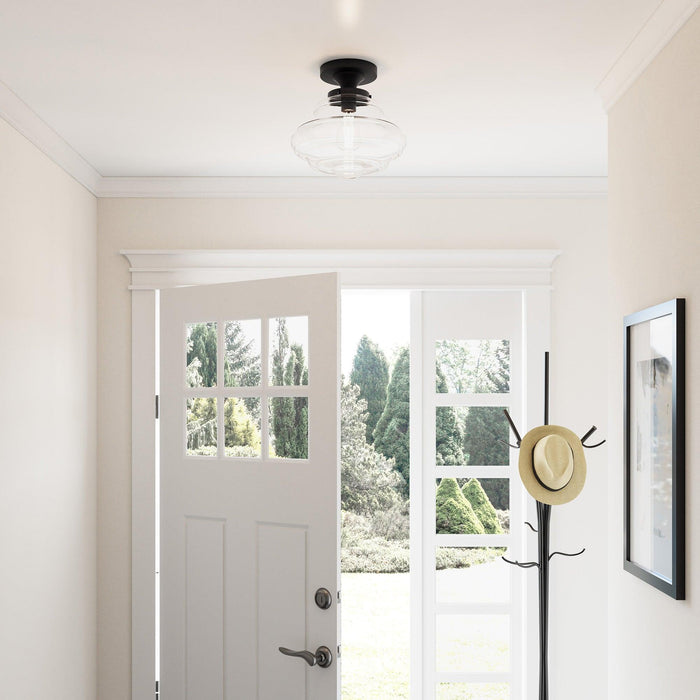 Solaria 1-Light Dark Brown Farmhouse Semi Flush Mount Ceiling Light - Sweatfully