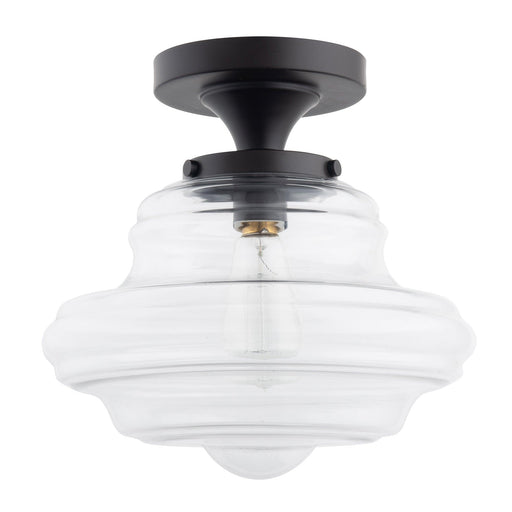 Solaria 1-Light Dark Brown Farmhouse Semi Flush Mount Ceiling Light - Sweatfully