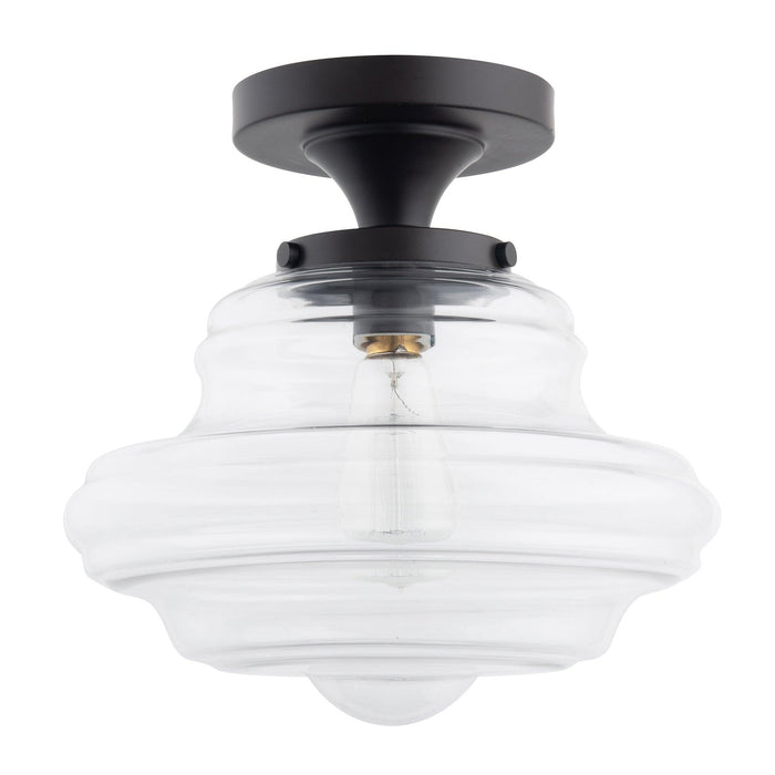 Solaria 1-Light Dark Brown Farmhouse Semi Flush Mount Ceiling Light - Sweatfully