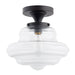 Solaria 1-Light Dark Brown Farmhouse Semi Flush Mount Ceiling Light - Sweatfully