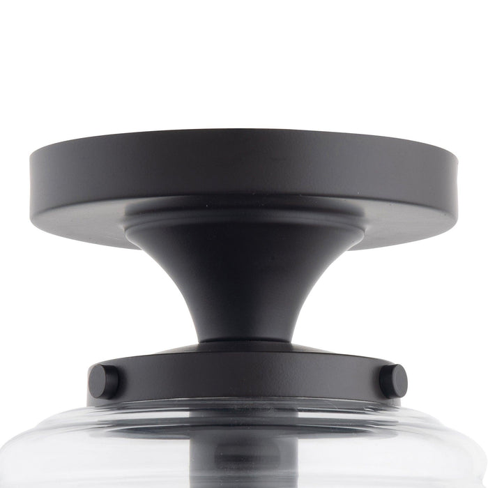 Solaria 1-Light Dark Brown Farmhouse Semi Flush Mount Ceiling Light - Sweatfully