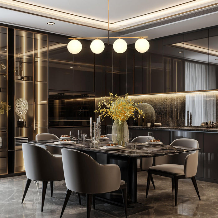 Spark Modern Gold Linear 4 Light Chandelier - Sweatfully