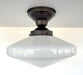SPACE AGE 1940's Antique Milk Glass CEILING Light Retro Art Deco - Sweatfully
