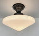 SPACE AGE 1940's Antique Milk Glass CEILING Light Retro Art Deco - Sweatfully