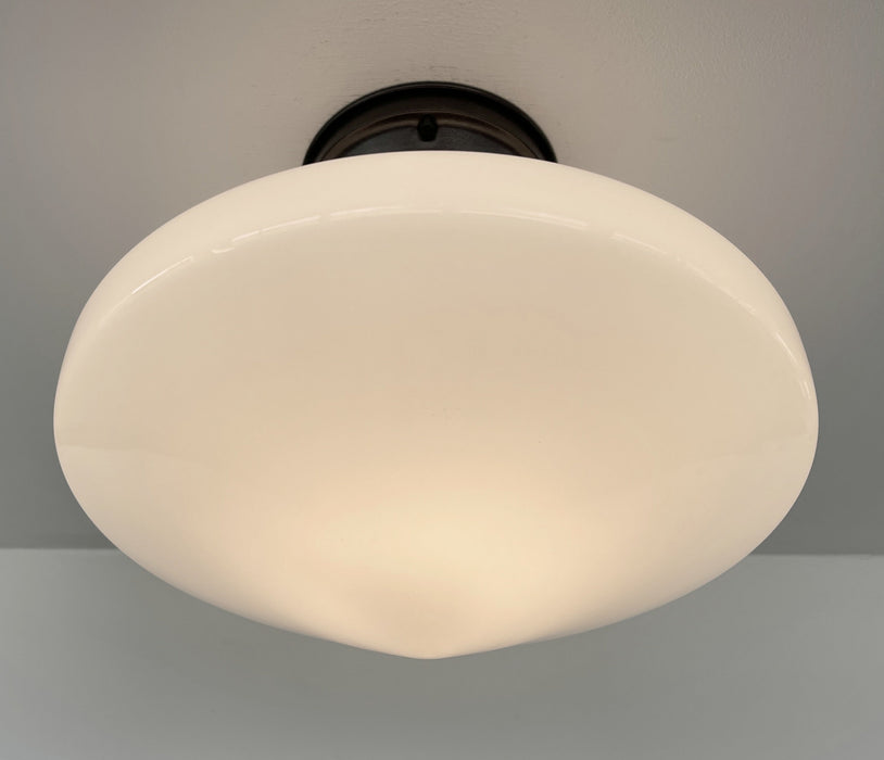 SPACE AGE 1940's Antique Milk Glass CEILING Light Retro Art Deco - Sweatfully