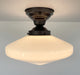 SPACE AGE 1940's Antique Milk Glass CEILING Light Retro Art Deco - Sweatfully