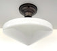 SPACE AGE 1940's Antique Milk Glass CEILING Light Retro Art Deco - Sweatfully