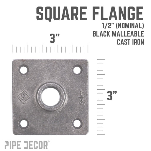 1/2 in. Black Square Floor Flange - Sweatfully