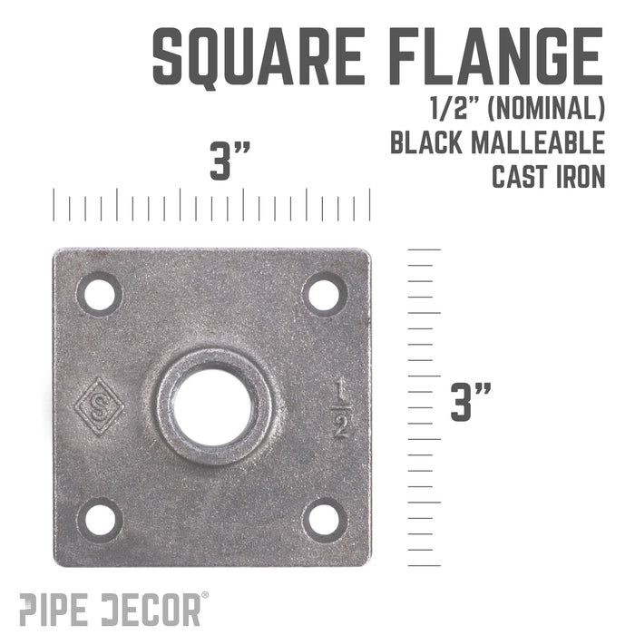 1/2 in. Black Square Floor Flange - Sweatfully