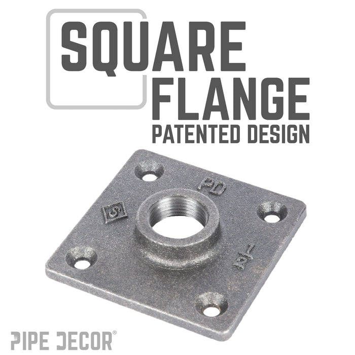 1/2 in. Black Square Floor Flange - Sweatfully