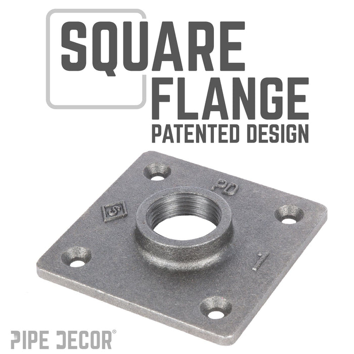 1 in. Black Square Floor Flange - Sweatfully